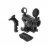 JJ Airsoft TR02 Red Dot with Killflash, Low Mount, QD Riser Mount and Adjustable Angle Offset Mount (Black)