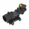 JJ Airsoft ACOG Style 4x32 Scope with Mini Red Dot and Killflash (Black)
