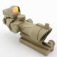 JA-5334-TAN | JJ Airsoft ACOG Style 4x32 Scope Red / Green Reticle with Mini Red Dot and Killflash (Tan)