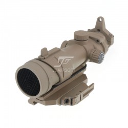 JA-5346-TAN | JJ Airsoft ACOG Style 4x32 Scope Red / Green Reticle with Killflash, QD Mount Ver.2 (Tan)
